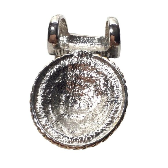 Sterling Silver & Gold-Toned Oval Pendant With Intricate Design & Rope Border - Picture 2 of 2